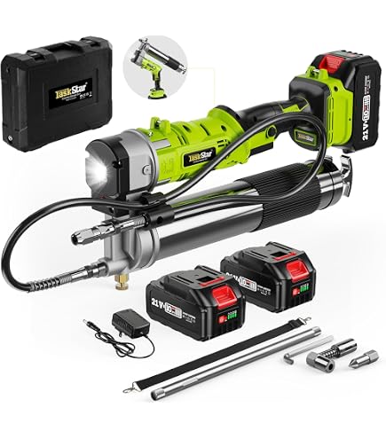 Alloyman 2-in-1 Electric Grease Gun Kit - 6000-12000 PSI, 2x 4.0Ah Batteries, 20oz Capacity