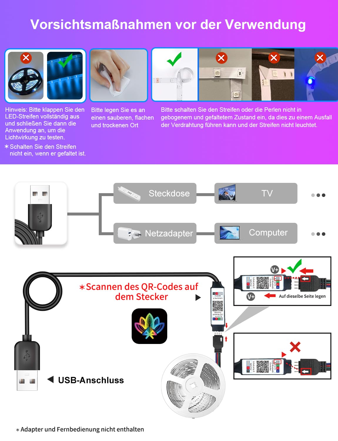 IKERY LED Streifen 20 m RGB lichtband, Bluetooth LED Strip, Selbstklebend, 16 Millionen Farben, Farbwechsel, Musiksynchronisation, Steuerung per App, geeignet für Innendekoration, Bars, Partys 6