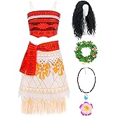 RAAIBB Women Girls Halloween Costumes Set for Princess Costume Dress Up with Wig Necklace