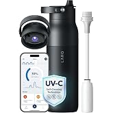 LARQ PureVis 2 Smart UV-C Self-Cleaning Insulated Water Bottle Filter Straw | Reusable stainless steel water bottle with handle, app water intake tracking, BPA-free, leakproof, 24h cold