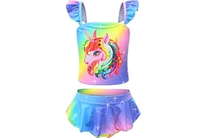 RuuYiicoco Little Girls Two Pieces Bikinis Unicorn Swimsuit Mermaid Tankini Bathing Suit