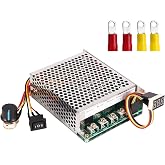 PWM DC Motor Speed Controller, DC 10V-55V / Rated 60A / Max 100A Brush Motor Stepless Speed Controller with LED Display &amp; Forward-Brake-Reverse Switch &amp; Ajustable Potentiometer