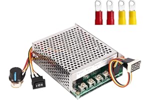 HARMNEE PWM DC Motor Speed Controller, DC 10V-55V / Rated 60A / Max 100A Brush Motor Stepless Speed Controller with LED Display & Forward-Brake-Reverse Switch & Ajustable Potentiometer