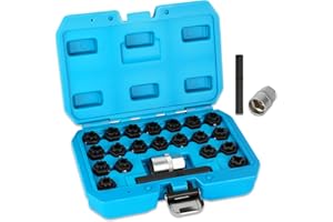 BELEY Spline Wheel Lock Lug Nuts Key Socket Automotive Wheel Anti-Theft Screws Remover Socket Keys Remover Kit (22pcs for VW)