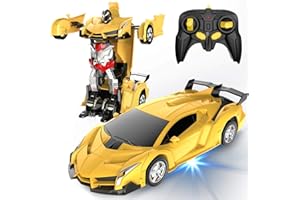 Desuccus Remote Control Car, Transform Robot RC Car for Kids, 2.4Ghz 1:18 Scale Model Racing Car with One-Button Deformation, 360°Drifting, Transforming Robot Car Toy Gift for Boys and Girls