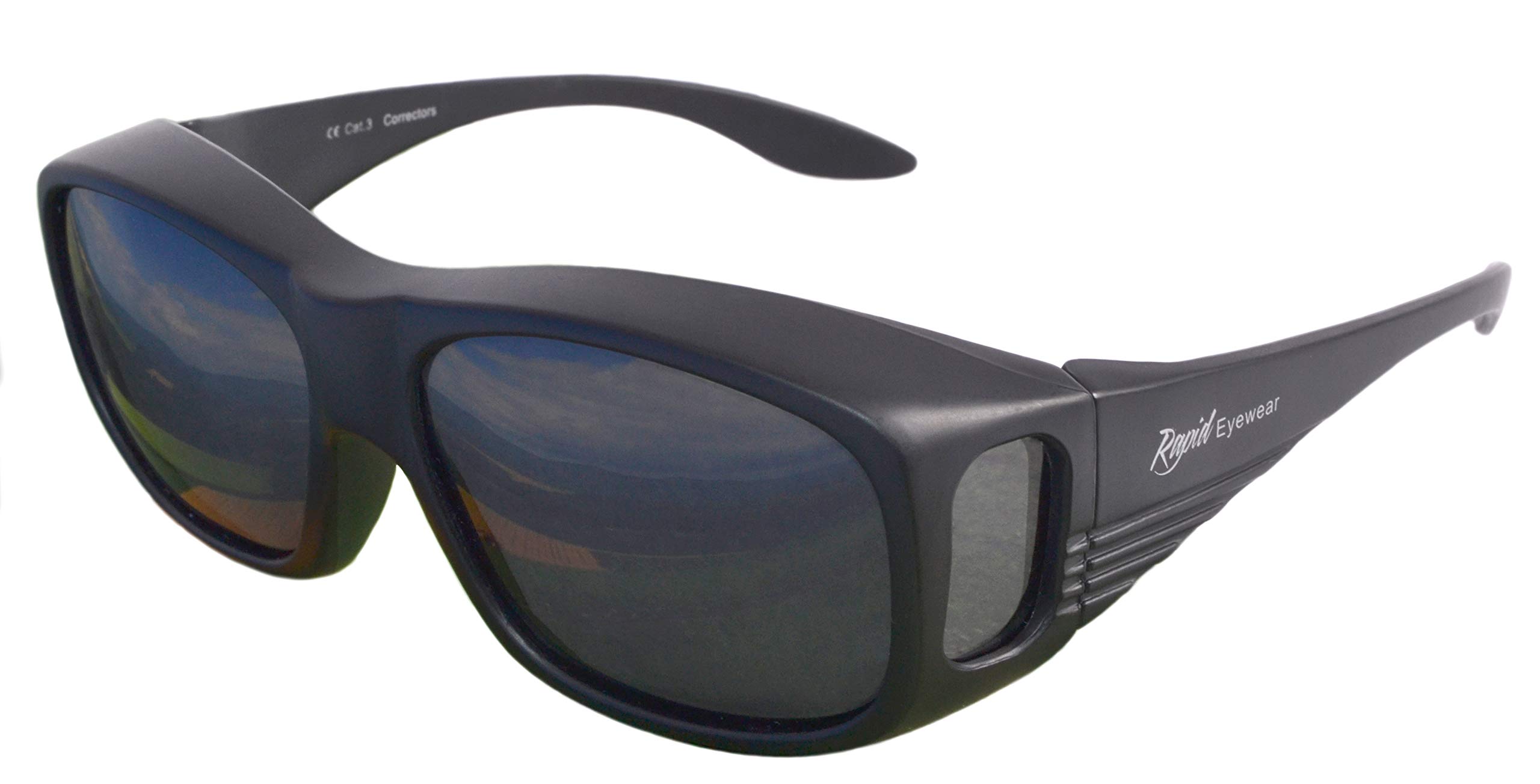 Rapid Eyewear Over Glasses Sunglasses for Men & Women that Fit Over the Top of Your Normal Specs: Polarised OTG for Fishing, Cycling and Driving. UV400 lenses. UK Brand. Black