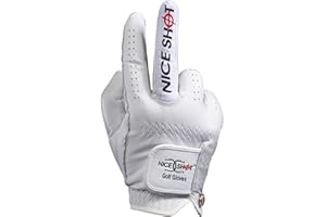 Nice Shot The Bird Men's Golf Glove in Premium White Cabretta Leather