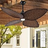 ZIMOFLL Outdoor Ceiling Fans For Patios With Light