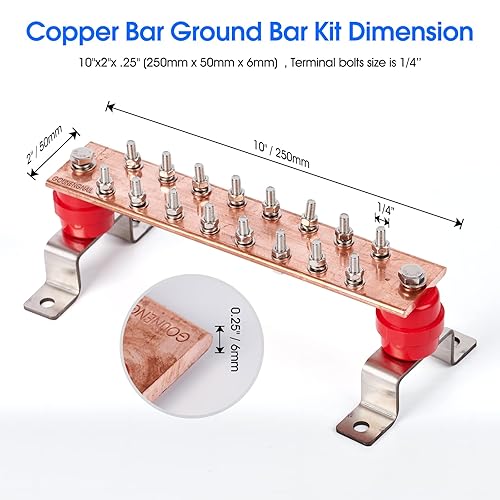 thumbnail image 2 of Copper Bus Bar - 6 Ground Bar - Grounding Kit - Australia | Ubuy 2 of 11