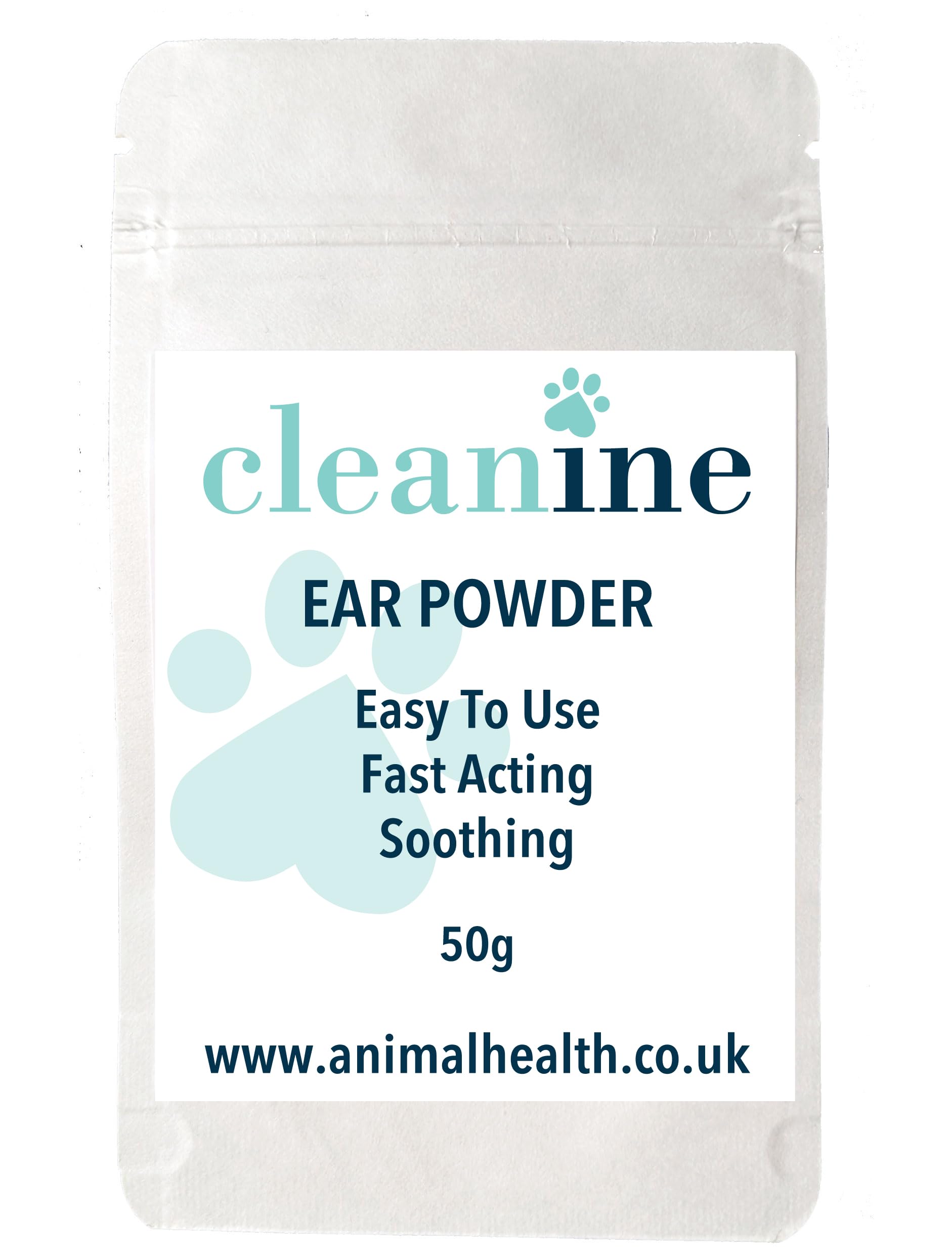 Cleanine Ear Powder Fast Acting Stops Discomfort, Head Shaking, Wax, Gunk & Ear Odour For Dogs, Cats, Horses, Rabbits and Small Animals� (50g)