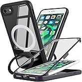 SunYoo for iPhone SE 2022/2020 iPhone 8 Case with Screen Protector,Compatible with Magsafe, for iPhone 8 Case Built in Screen Protector,Protective Shockproof Stand Phone Cover-Black