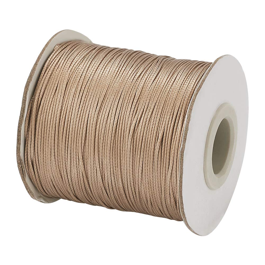 Cheriswelry 185 Yards 0.5mm Braided Polyester Cord String Jewellery Craft Macrame Making Beading Thread Rope with Spool,BurlyWood