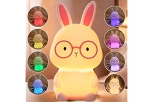 FAMIDUO Bunny Night Light, Rabbit Lamp for Kids, Rechargeable LED Nightlight for Easter Gift,Silicone Bedside Lamp with Touch Color Changing,3 Levels Dimmable/Timmer Nursery Bedroom Light,Room Decor