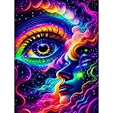 Huacan Diamond Painting Kits 5D Colorful Starry Sky Gem Art Kits for Adults DIY Rainbow Eyes AB Square Drill Abstract Paint by Diamonds Handmade Gift Home Wall Decor 11.81 * 15.74in