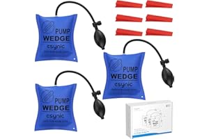 eSynic 3Pack Durable Air Wedge Bags Reliable Air Shim Tool Anti-slip Air Wedge Tools Load-bearing 300lbs/136kg Air Lifting Bags with 6 Wedges for Door Window Washing Machine Installation etc