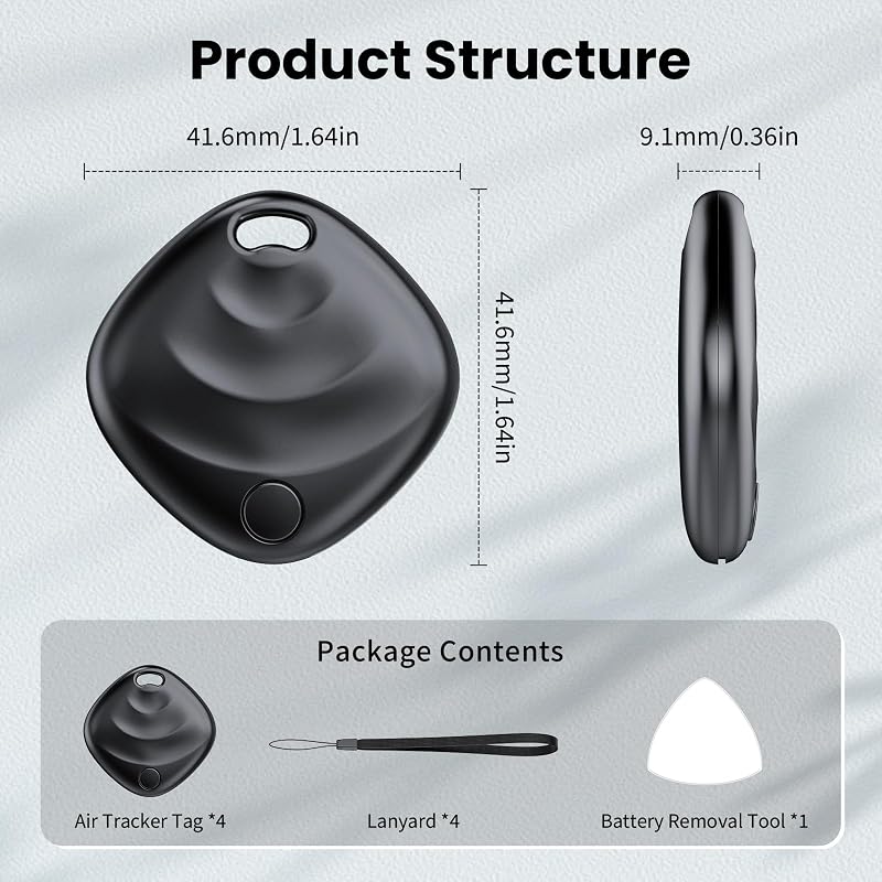 Tracker Tags Lot de 4 (iOS Uniquement), Smart Tag pour Valises/Clés