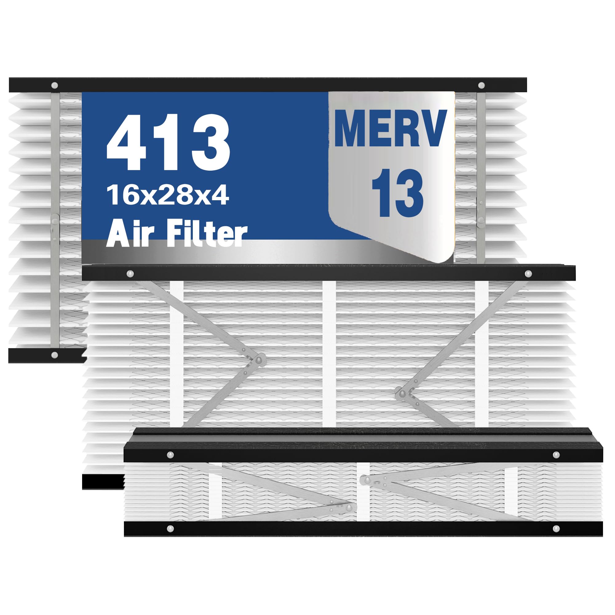 Photo 1 of 2Pack 413 Replacement Air Filter MERV 13 Compatible with AprilAire Models 1410, 1610, 2410, 2416, 3410, 4400, 16x28x4inch Furnace Filter, 413 Whole House Air Purifiers Replacement Filter
