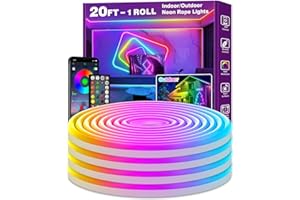 AILBTON LED Neon Light 20ft,Flexible,with App/Remote Controller,Multiple Modes,IP67 Outdoor RGB Waterproof,Bedroom Indoor Mus