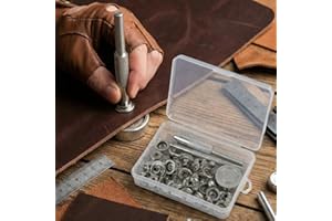 Snap Fastener Kit Copper Snap Button Press Stud Cover Silver Snaps with Material Hole Punch and Setting Tools for Bag Jeans C
