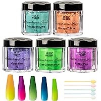 LET'S RESIN Thermochromic Pigment Powder Temperature Activated That Changes at 88°F-5 Colors Changing Powder for Nail Polish,