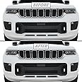 SlickMod Chrome Delete Blackout Vinyl Overlay for 2021-2023 Jeep Grand Cherokee L Grill Trim (3. Overland Lower Grill Trim, Gloss Black)