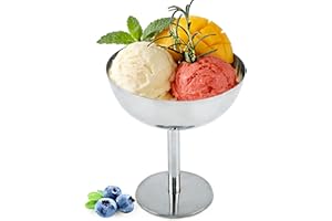 7 Oz Stainless Steel Ice Cream Cups Set of 6, Serving Dessert Bowls for Sundae Fruit Salad Snack, Multipurpose Dish Bowls for