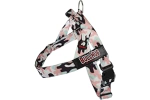 BULLHUG Harness – Made for Larger Chested Dogs Like English Bulldogs, French Bulldogs, Pugs & More. Stops Dogs from Pulling & Choking on Walks (Pink & Mint Camouflage, Large)