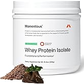 Momentous Essential Grass-Fed Whey Protein Powder - 20 g Whey Isolate Protein - NSF Certified for Sport - Gluten-Free - 12 Servings for Essential Everyday Use - Mint Chocolate - Package May Vary