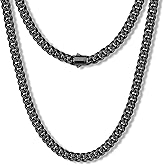 MUSECLOUD Gold Cuban Link Chain for Men Mens Stainless Steel Miami Curb Chains Necklace 5/8mm Thick Real Gold/Silver/Black Plated Diamond Cut Non-Tarnish Jewelry Trendy Christmas Gifts 18-26 Inch