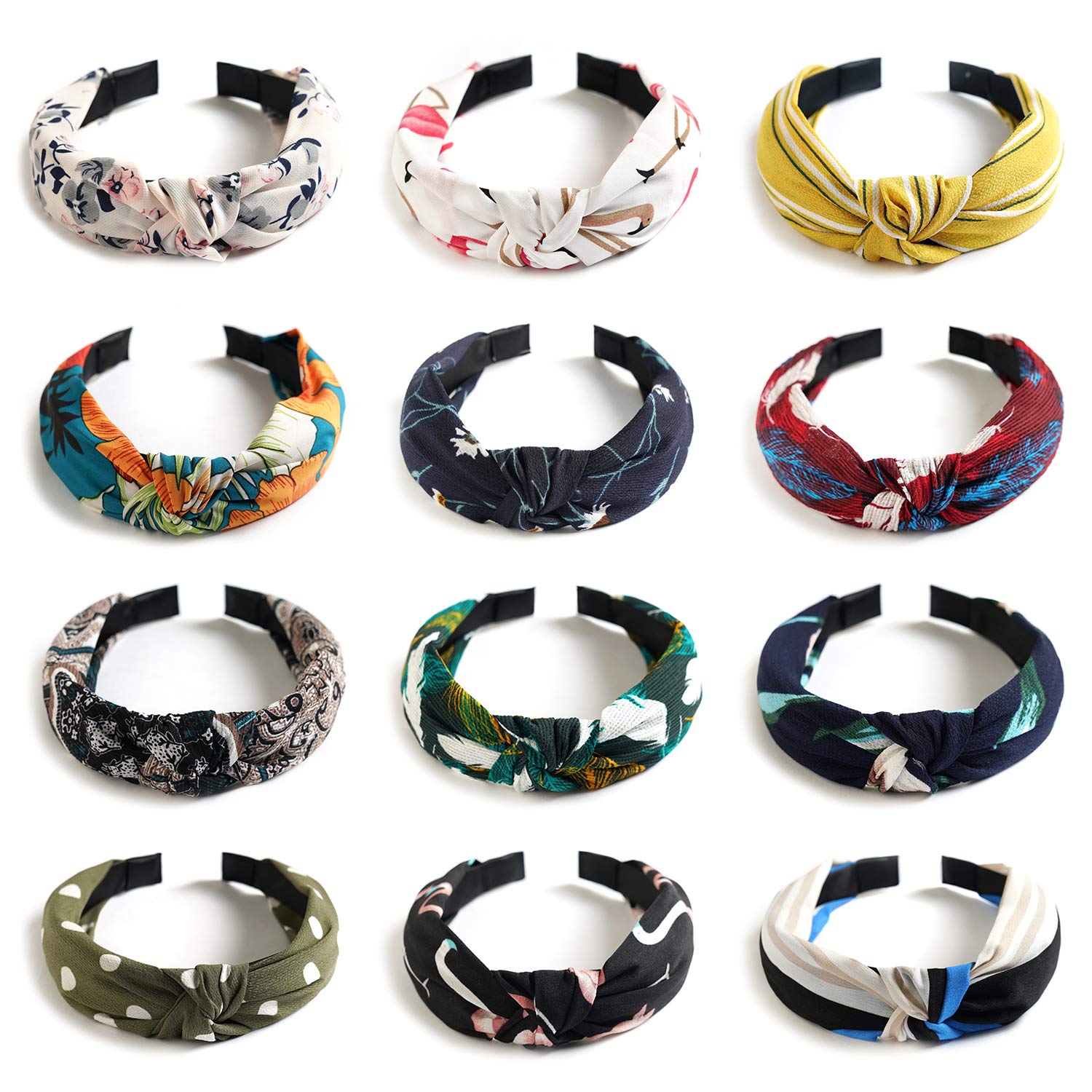 10 Pieces Wide Plain Headbands Knot Turban Headband Fashion Elastic Hairband Hair