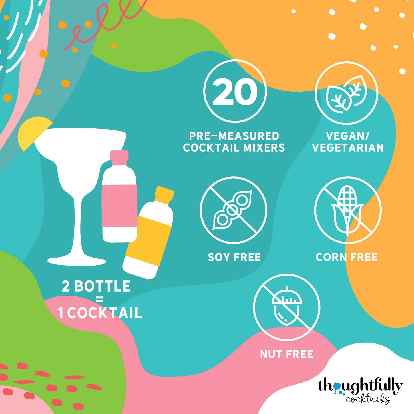 Thoughtfully Cocktails, Mix and Match Mini Sampler Cocktail Mixer Set, Vegan and Vegetarian, Tropical and Classic, Set of 20 (Contains NO Alcohol) - Image 5