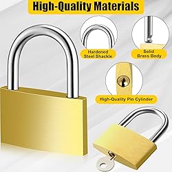 Yaocom 18 Pcs Solid Brass Keyed Padlock, Small