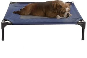 Elevated Dog Bed - 30x24-Inch Portable Pet Bed with Non-Slip Feet - Indoor/Outdoor Dog Cot or Puppy Bed for Pets up to 50lbs by PETMAKER (Blue)
