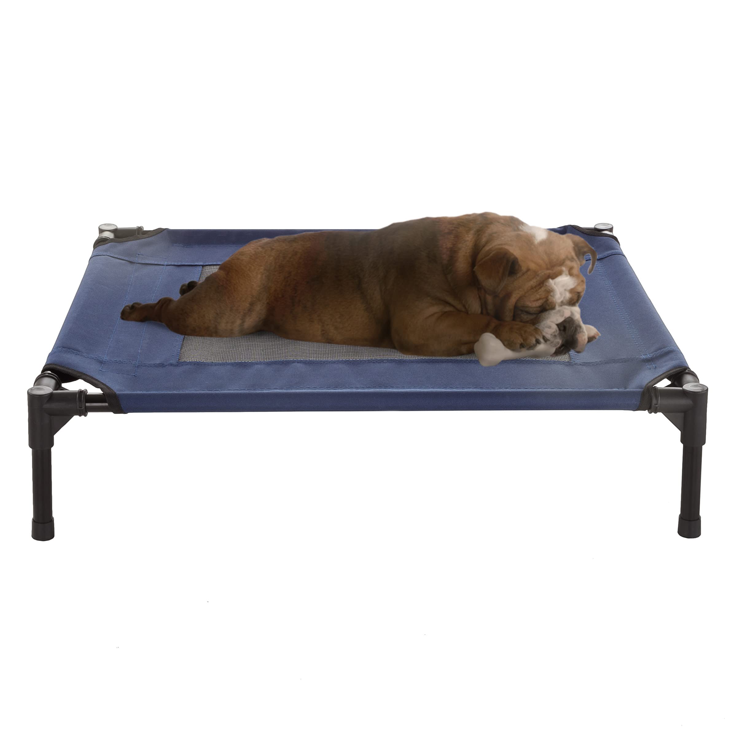 Petmaker Elevated Dog Bed - 30x24-Inch Portable Pet Bed with Non-Slip Feet - Indoor/Outdoor Dog Cot or Puppy Bed for Pets up to 50lbs (Blue)