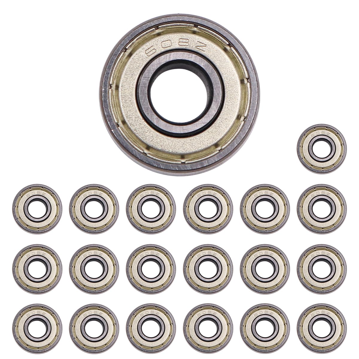 NUZAMAS 20 Pcs Skateboard Bearings 608zz Ball Bearing Longboard Roller Skate Bearing Small Bearing Replacement Parts for Longboard Roller Skates 8 x 22 x 7mm