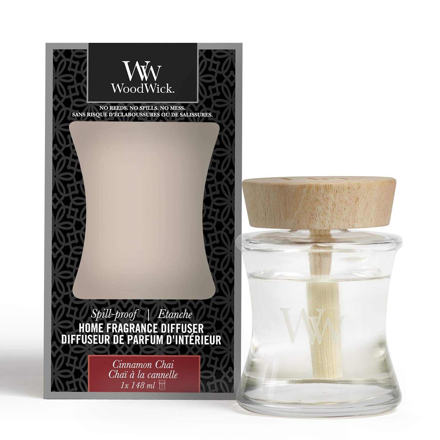Woodwick Spill-Proof Home Fragrance Aroma Diffuser, Cinnamon Chai, 148 ml