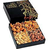 Flavored Nuts Gift Box - 4 Variety Sampler - Gourmet Nut & Pretzel Basket - Gift Tray for Birthday, Holiday, Get Well, Sympathy, Anniversary, Care Package
