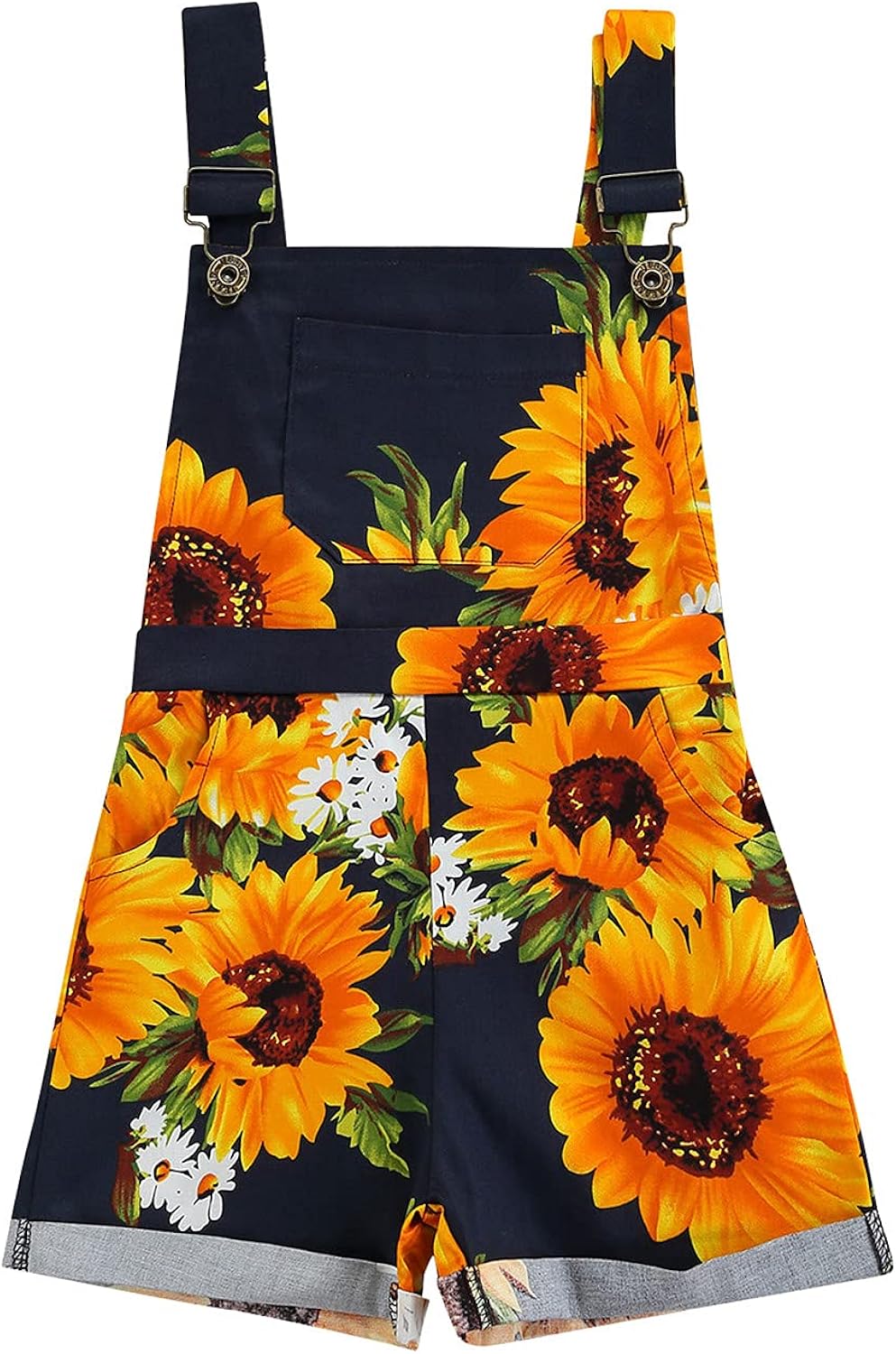 Ayalinggo Toddler Baby Girl Sunflower Print Overalls Shorts with Pocket Suspender Trousers Cute Summer Clothing Outfit: Clothing
