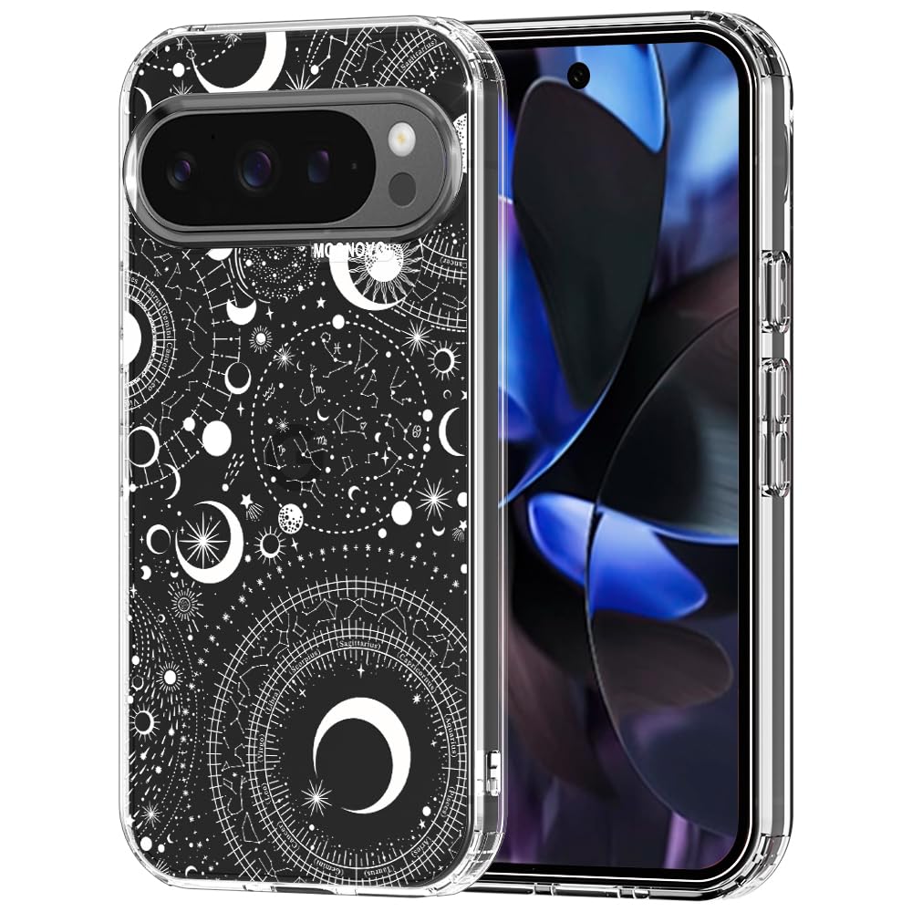 MOSNOVO Case for Google Pixel 9 Pro XL, [Buffertech 6.6ft Military-Grade Drop Protection] [Anti Peel Off Tech] Clear TPU Bumper Phone Case Cover Design - Constellation