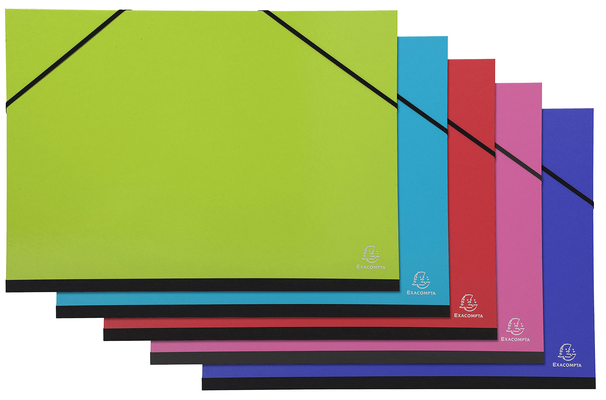 Exacompta - Ref. 25729E - Set of 5 Iderama drawing boards - with rubber bands - white paper interior - canvas back - dimensions 32 x 45 cm - format to file A3 (297 x 420 mm) - assorted colors