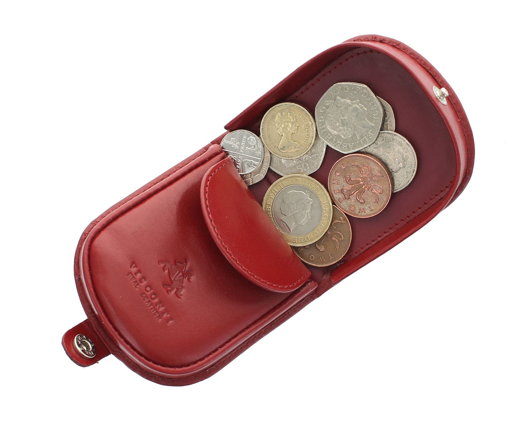 Visconti Monza Collection Vegetable Tanned Leather Tray Coin Purse TRY5 Red