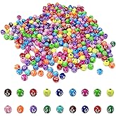 Honbay 300PCS Cross Small Round Spacer Beads Colorful Acrylic Round Loose Beads Cross Ball Beads for DIY Jewelry Necklaces Bracelets Earring Craft Making (8mm)