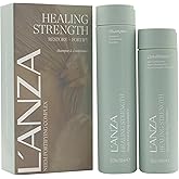 L'ANZA Healing Strength Shampoo & Conditioner Set, for Dry, Damaged Hair, Strengthens, Repairs Damage, Moisturizing, Boosts Shine, Gentle Cleanse, Color Safe Anti-Humidity, Sulfate Free Hair Care Kit