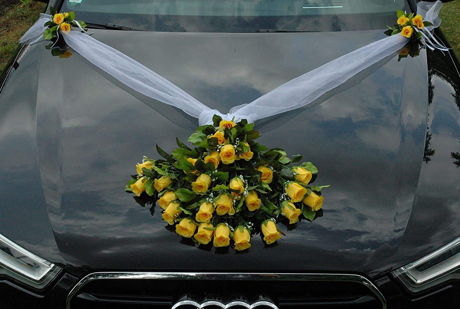 Spitze Strauss car jewellery rose decoration wedding Gelb 4 — image 1