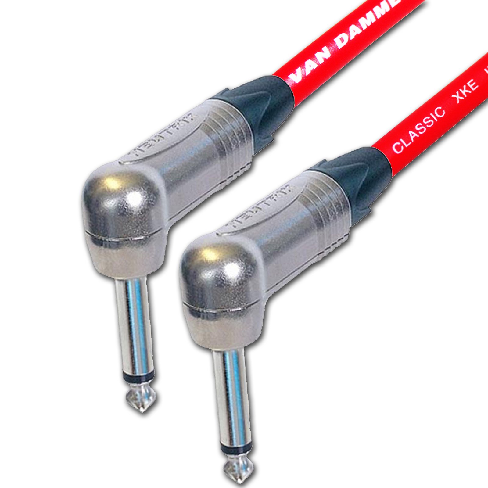 Designacable 1m Custom Length Silver Solder Right Angle FX Patch Lead Cable - Red