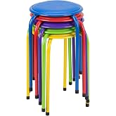 Fat Catalog Stacking Stools with Padded Seats for Kids and Adults, 17" Standard Height Portable Nesting Padded Classroom Stools, Assorted Color, Pack of 5