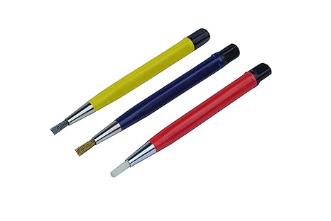 Set X 3 Messing, Stahl & Kratzfolie Pinselstifte Fiberglas