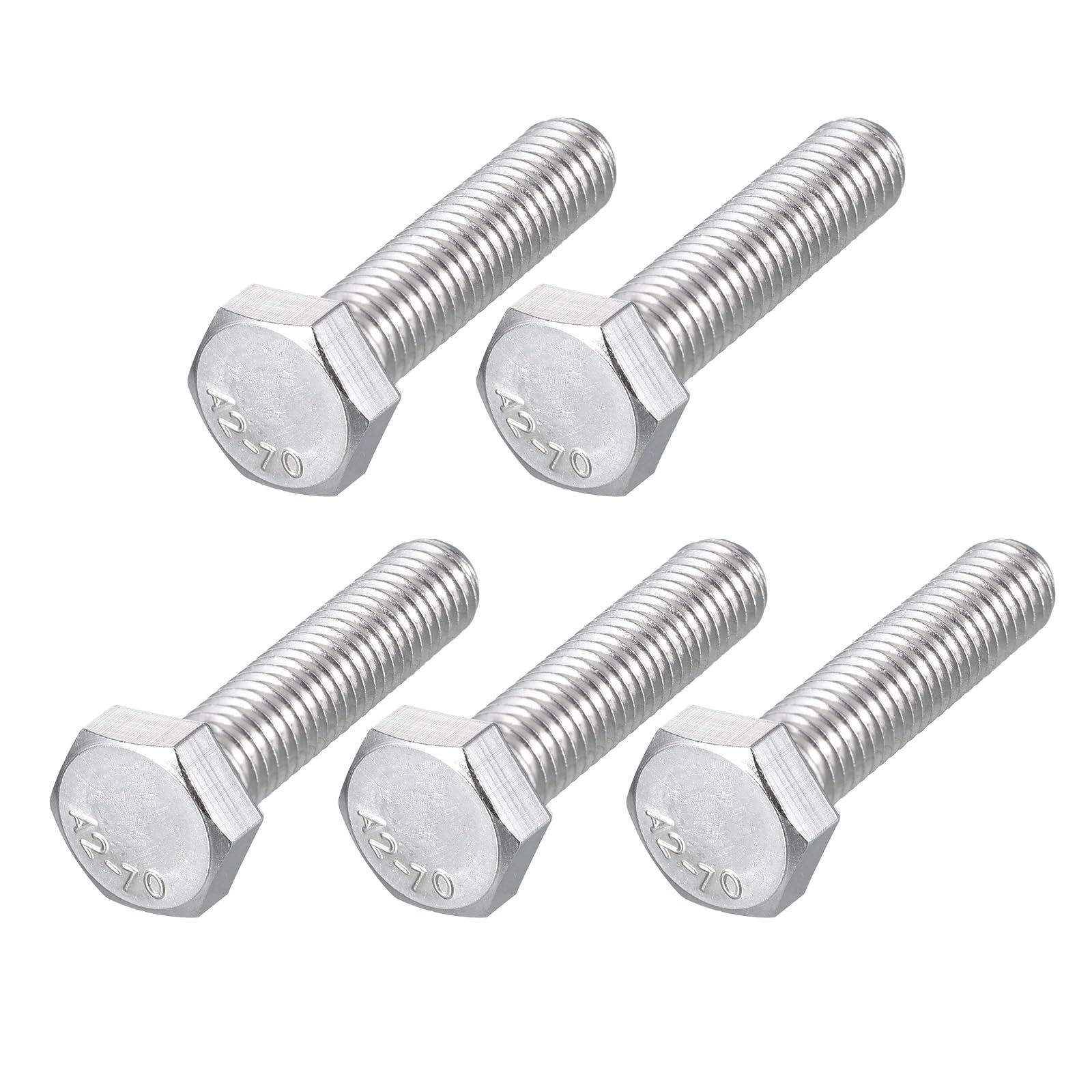 METALLIXITY Hex Bolts (M8-1.25x35mm) 5Pcs, 304 Stainless Steel Coarse Fully Threaded Hex Head Screw Bolt Machine Screws - for Furniture Repair, Silver