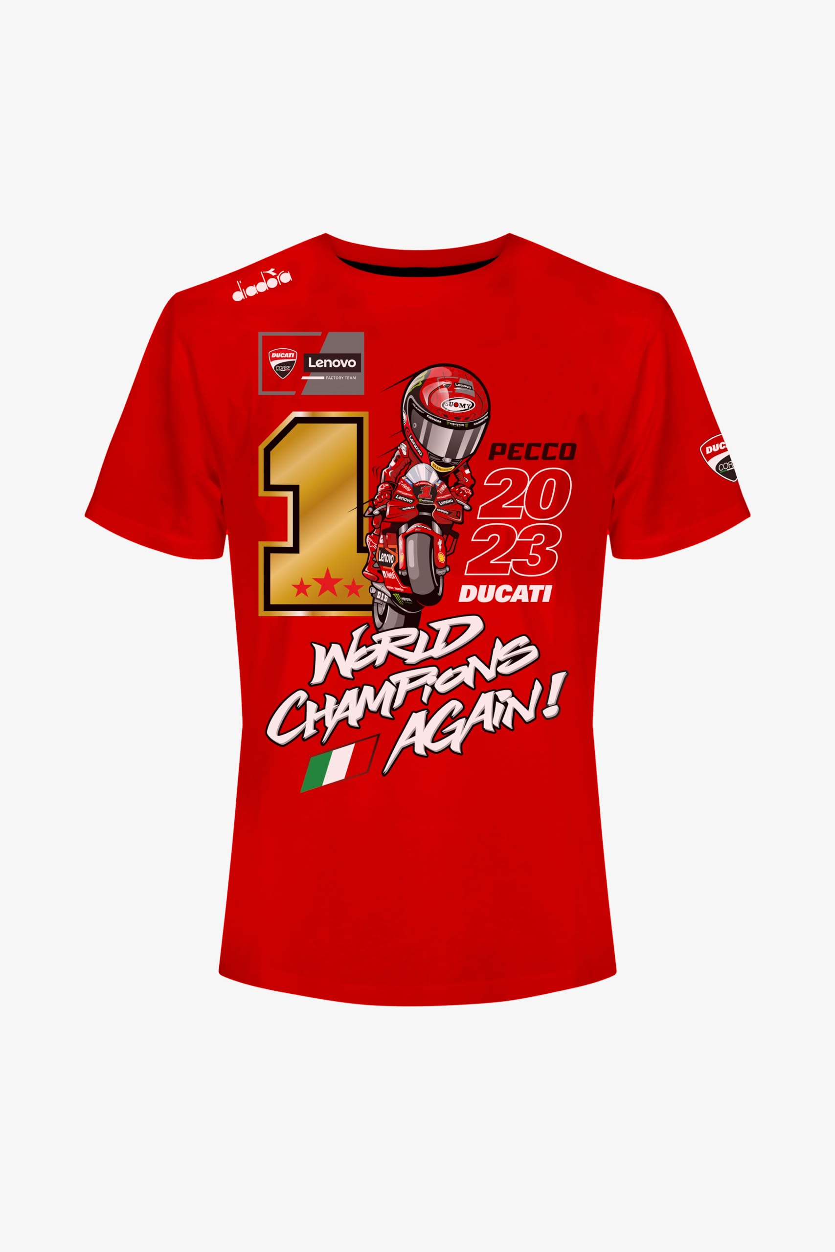 63 Bagnaia 2023 World Celebration T-Shirt, M, Red