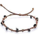 PusSoul Handmade Black Obsidian Small Crystal Bracelet (6.5-7.5'') - Adjustable & Plus Size, Real Black Obsidian, Waterproof, Chakra Beaded - Unusual Jewelry for Women, Girl & Friendship from